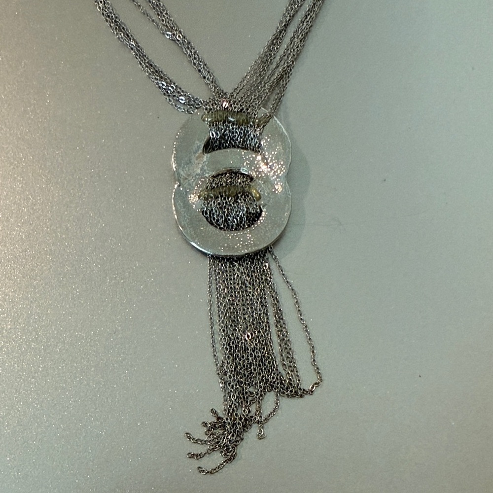 Chic Silver Multi-Strand Necklace With Tassel Pen… - image 4